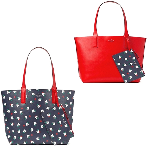 kate spade Handbags - 💥Reversible♠️Kate Spade Tote Floral tote red tote and pouch bag spring tote